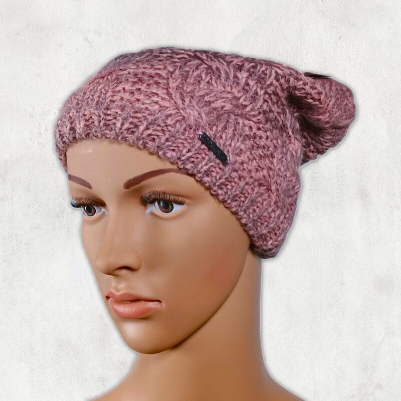 Damen Strickmütze - bordeaux/grau - Einheitsgröße (One Size) / NEU!