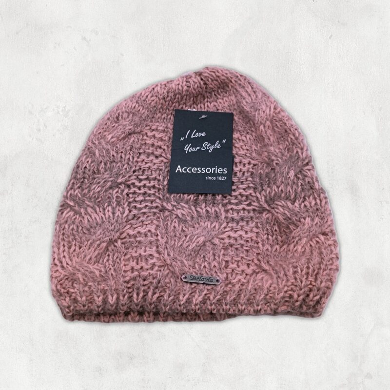 Damen Strickmütze - bordeaux/grau - Einheitsgröße (One Size) / NEU! – Bild 2