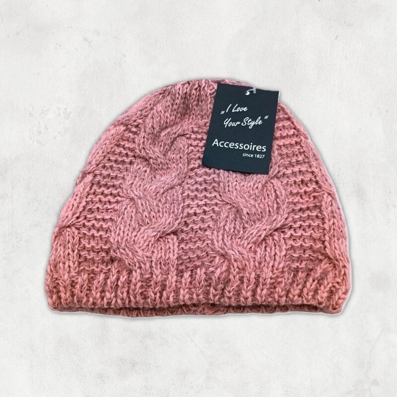 Damen Strickmütze - bordeaux/grau - Einheitsgröße (One Size) / NEU! – Bild 2