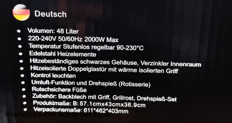 Back & Grill Ofen 48 Liter - DMS - OVP / B-Ware – Bild 8