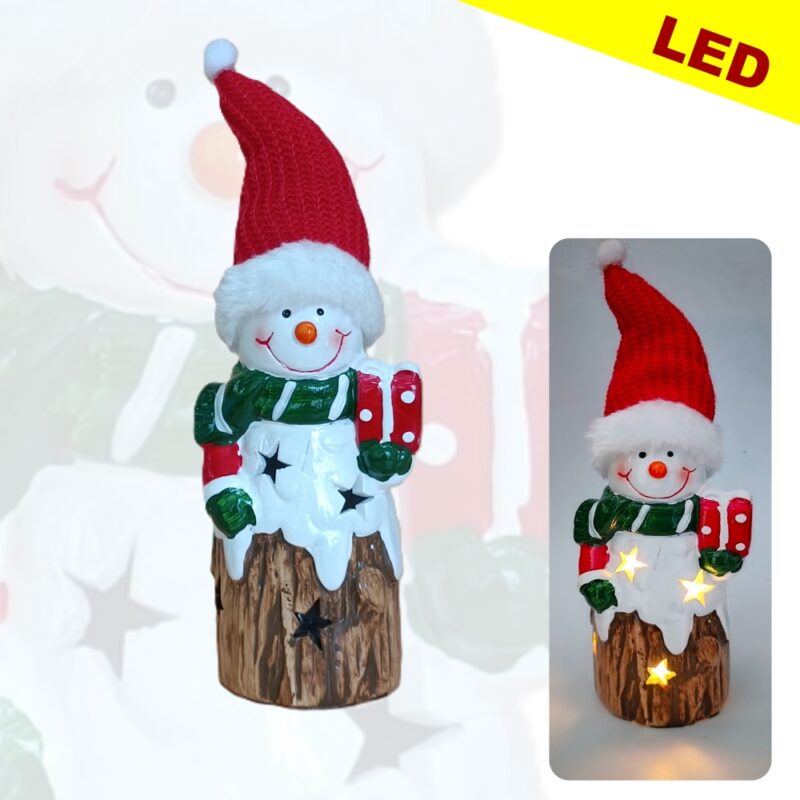 Weihnachtswichtel "Schneemann" mit LED-Beleuchtung