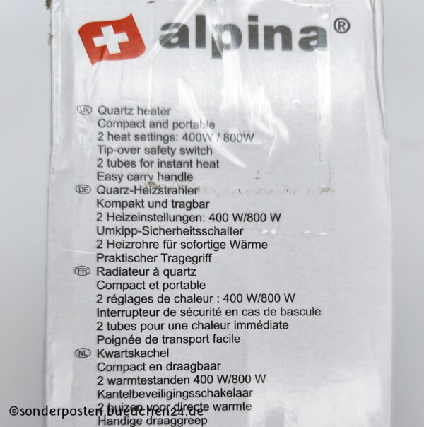 alpina Quarz-Heizstrahler / 800 W - OVP – Bild 4