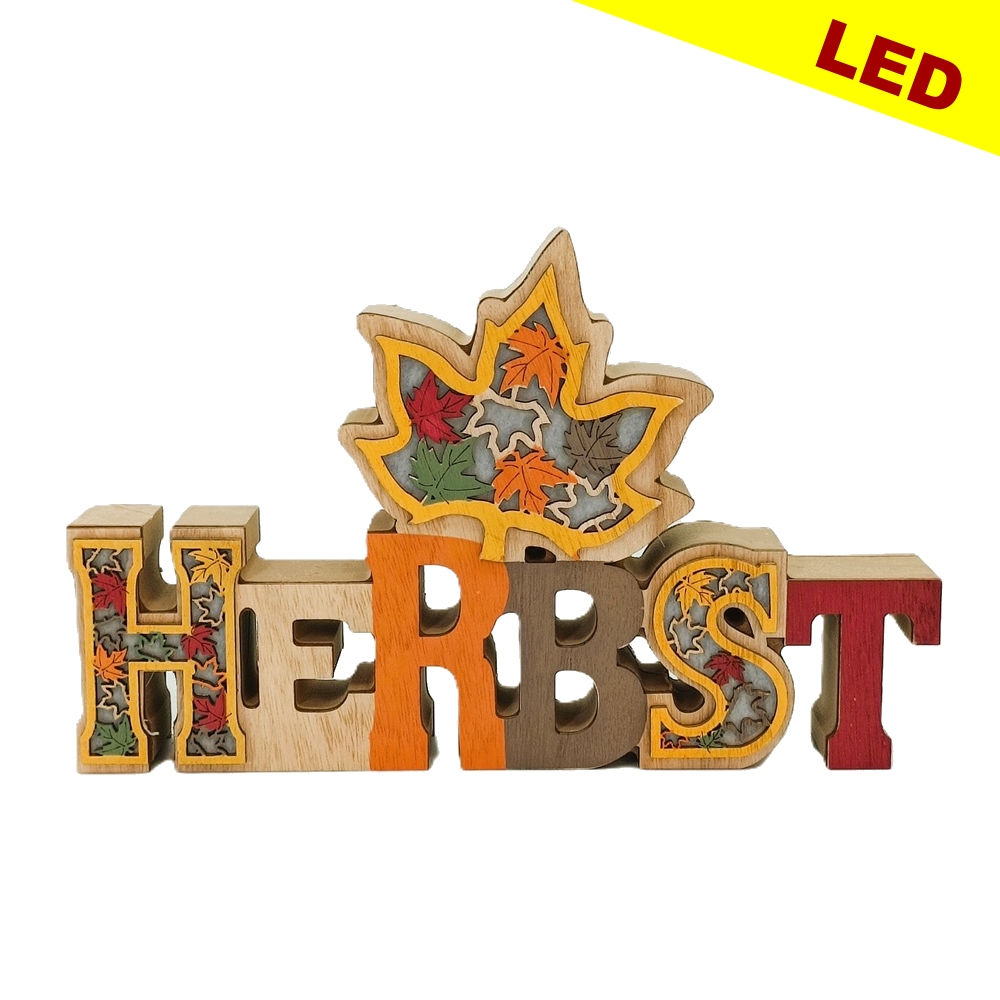 LED Herbst-Dekoration aus Holz – Bild 4