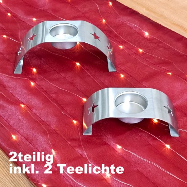 Teelichthalter aus Edelstahl - 2er Set