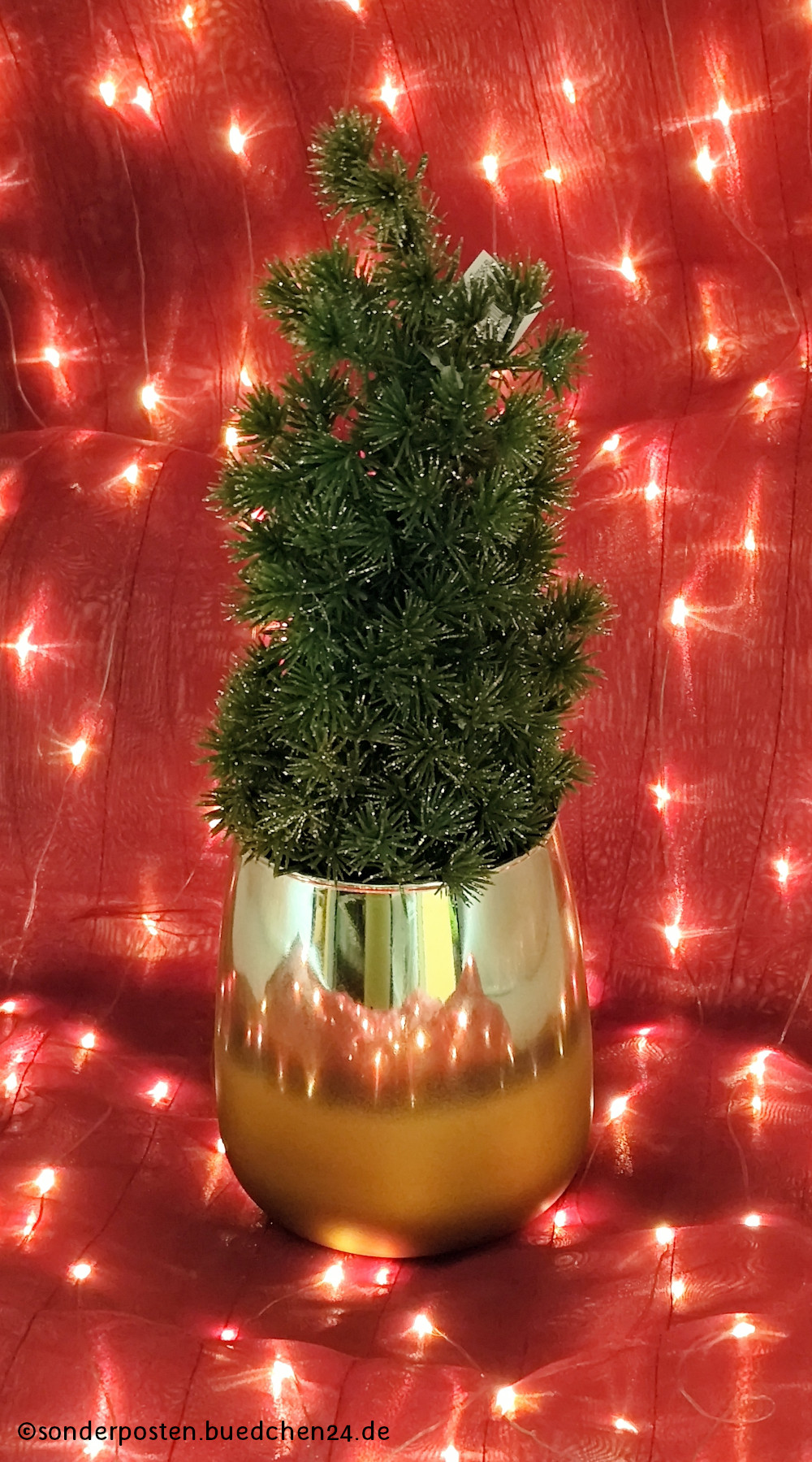 Kunstpflanze - Weihnachtstanne mit Spiegeleffekt-Vase / NEU! – Bild 2