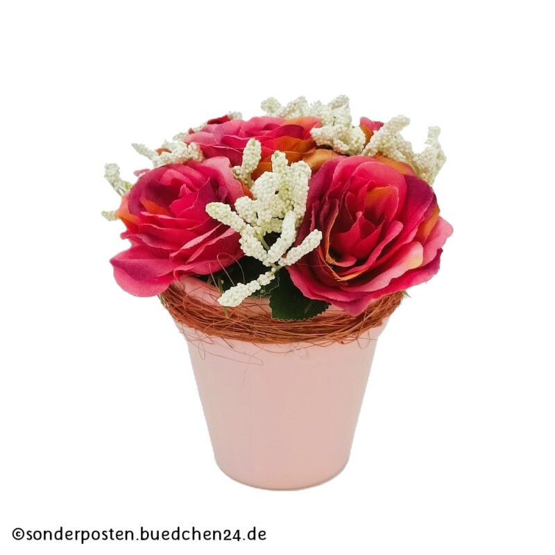 Kunstpflanze - Rose im Dekotopf / ca. 13cm / NEU!