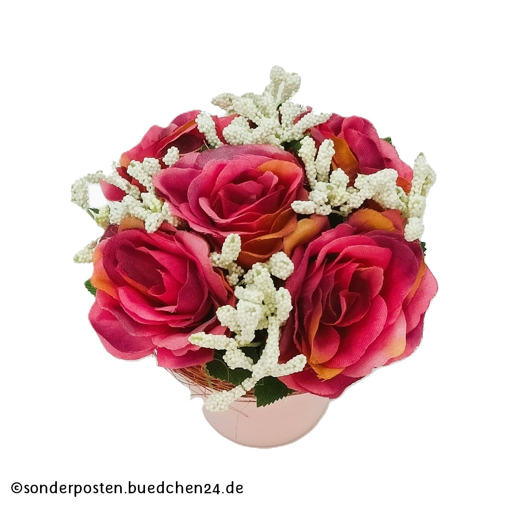 Kunstpflanze - Rose im Dekotopf / ca. 13cm / NEU! – Bild 2