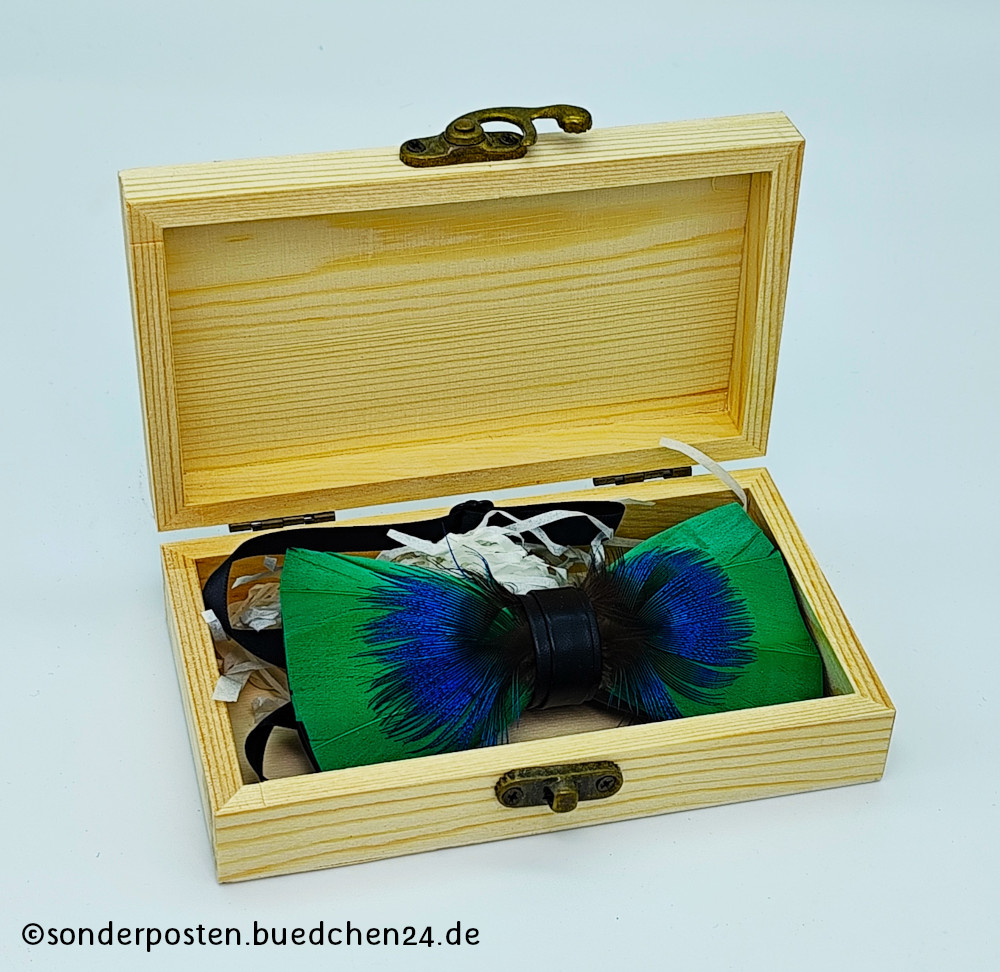 JEMYGINS - Fliege mit Ansteckfeder in Geschenkbox / Set für Herren – Bild 3