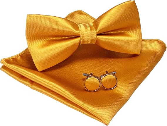 JEMYGINS - 3er-Set - Fliege, Manschettenköpfe und Einstecktuch in Geschenkbox / Set für Herren – Bild 3