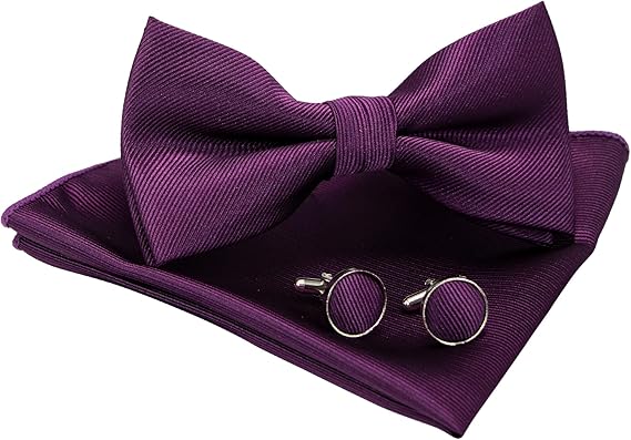 JEMYGINS - 3er-Set - Fliege, Manschettenköpfe und Einstecktuch in Geschenkbox / Set für Herren – Bild 2
